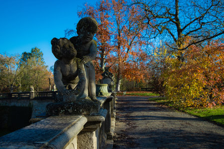 Sculptures in the park of Pavlovsk, Saint Petersburg, Russiaの写真素材
