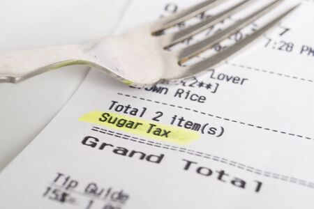 A receipt showing a sugar tax being chargedの写真素材