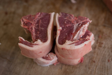 Raw meat at a traditional butcherhouse