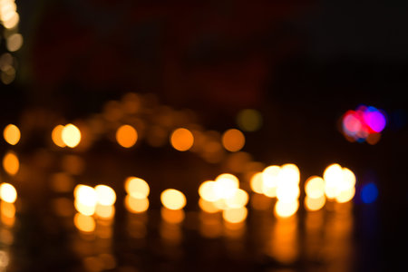 Blurred lights with water refelction for abstract or backgrounds