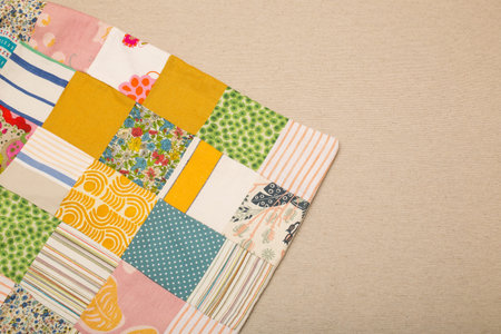 A section of a multi-designed piece of cloth or fabric with copy space