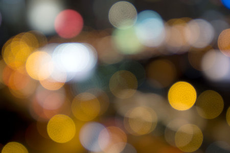 Abstract blur bokeh background of city night lights
