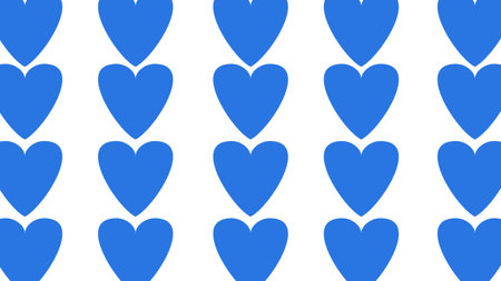 Pattern of blue hearts on a white background