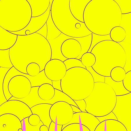 Abstract pattern of yellow circles with purple outlines
