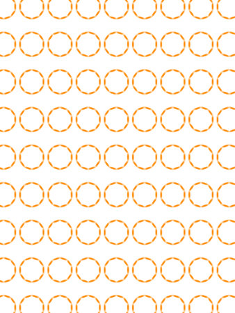 A seamless pattern of orange octagonal rings arranged in a gridの写真素材