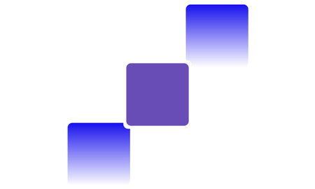 Three purple squares with white gradients in an ascending layoutの写真素材
