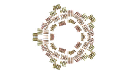 Intricate geometric mandala pattern made of metallic lines on white, abstract symmetrical wireframe...