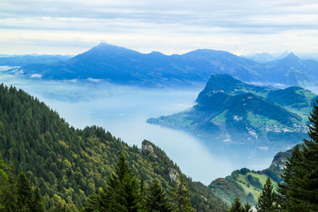 Mountains view from Mt. Pilatus, Lake Luzern, Switzerland.の写真素材