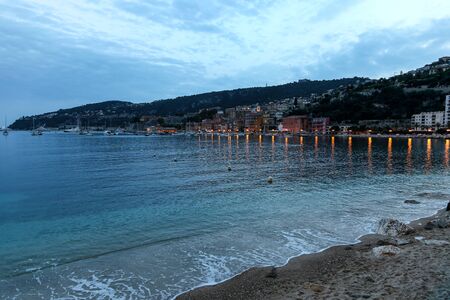 Evening view of Villefranche sur mer in the French Rivieraの写真素材