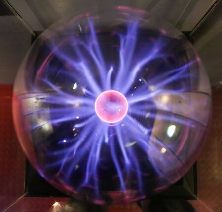 Plasma ball lamp with small lightingsの写真素材