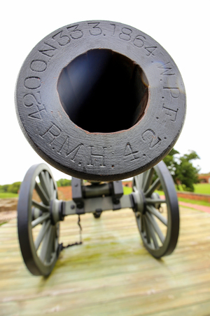 Old war cannon closeup in Fort Pulaski, Georgia.の写真素材