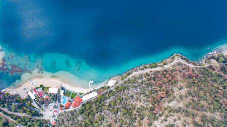 Aerial view of Kefalonia, Greece. Kefalonia is one of the most beautiful beaches in Greece.