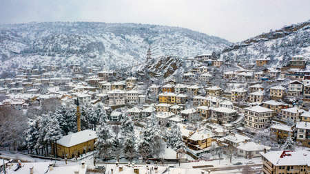 Aerial view of Svaneti in winter, Georgia.の写真素材