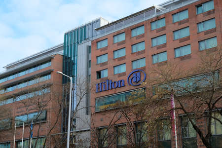 Budapest, Hungary. December 15, 2019: Facade of Hotel Hilton Budapest Cityのeditorial素材