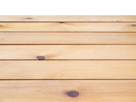 Wooden brown planks parallel top view background isolated on whiteの写真素材
