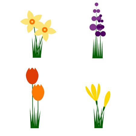 Set of four spring flowersのイラスト素材