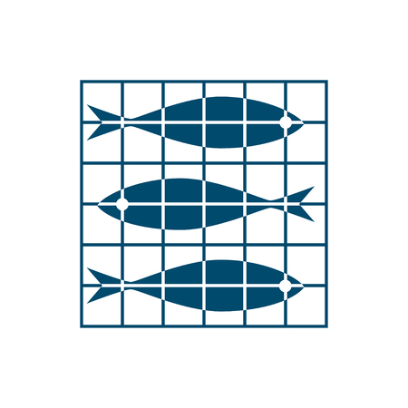Fishes in the netのイラスト素材