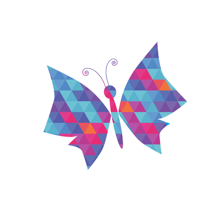 Butterfly with coloured triangle patternのイラスト素材