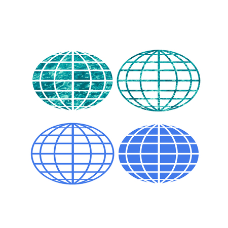 Four blue and water texture globe symbolsのイラスト素材