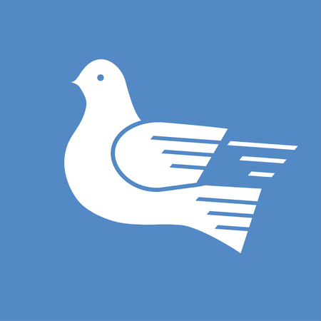 White dove urgent postal service symbol on the blue backgroundのイラスト素材