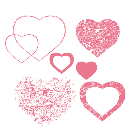 Pink hearts with scratches collection for san valentin gifts cardsのイラスト素材
