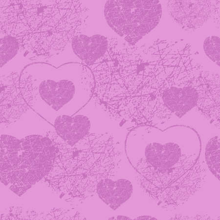 Pink hearts with scratches san valentin day seamless patternのイラスト素材