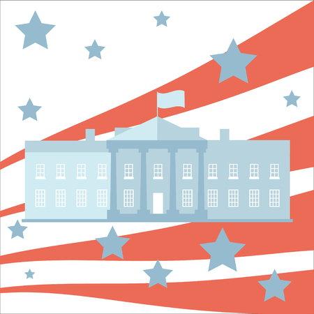 White house on the united states flag backgroudのイラスト素材