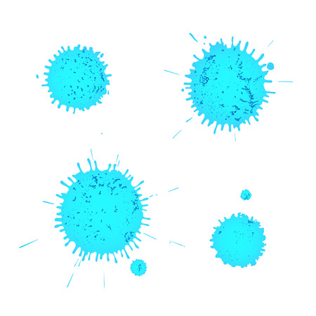 Set of four blue paint drops vector illustrationのイラスト素材