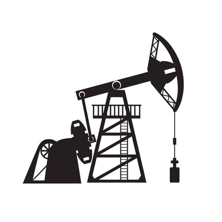 Petroleum pumpjack silhouette vector illustration. Oil well.のイラスト素材