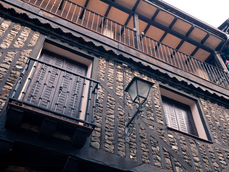 LA ALBERCA, SPAIN - November 21, 2021: Timber-framed building facade in La Alberca, Castile and...