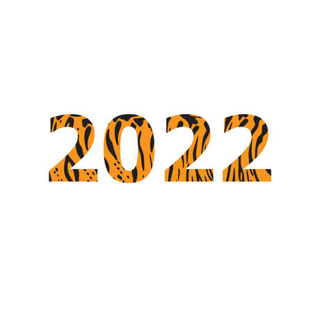2022 new year digits covered with tiger skin pattern. Chinese zodiac vector illustration.のイラスト素材