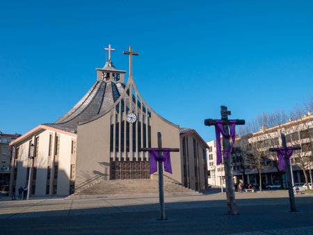 VILA REAL, PORTUGAL - April 02, 2022: Igreja da Nossa Senhora da Conceicao cathedral in Vila Real,...