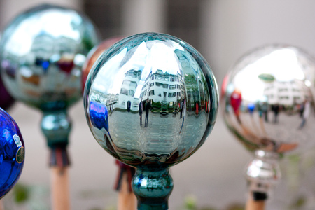 Reflection in the glass ballの写真素材