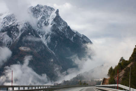 Road through the Swiss Alpsの写真素材