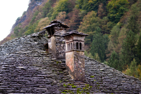 Old chimneys in a villageの写真素材
