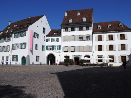 White representative historical buildings in Basel city center in Switzerlandのeditorial素材