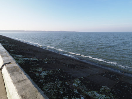 Waterfront with walkway at countryside landscapes of barrage shore next to artificialGoczalkowice...