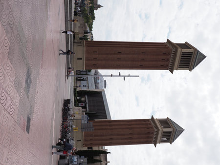 BARCELONA, SPAIN - SEPTEMBER 8th 2019: Venetian towers in Spain in European city at Catalonia,...