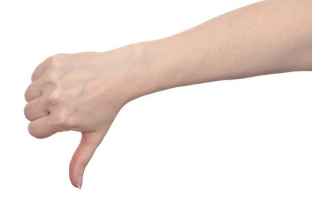 Female thumb is pointing down