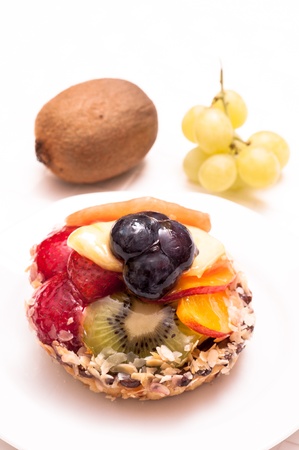Fruitcake with different fruits in vertical formatの写真素材