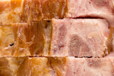 Close up of smoked pork chops with bonesの写真素材