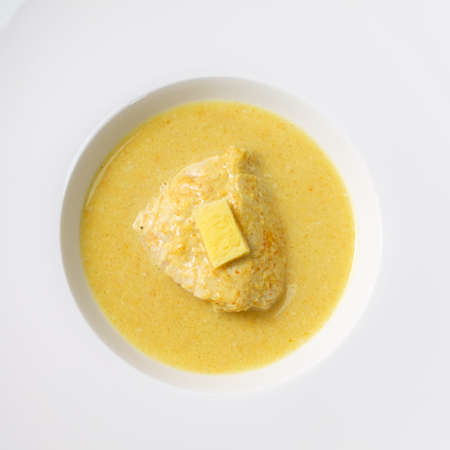 Chicken curry with ginger from aboveの写真素材