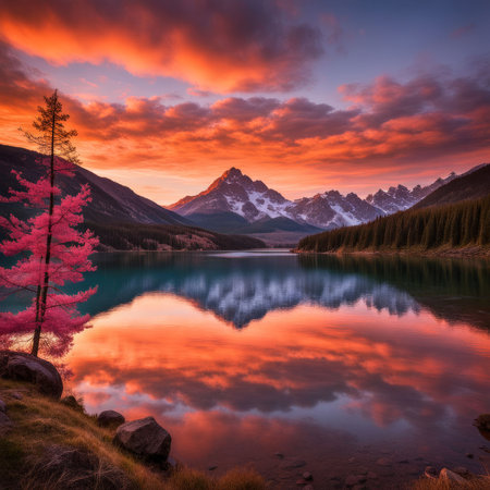 beautiful landscape in the mountainsの素材