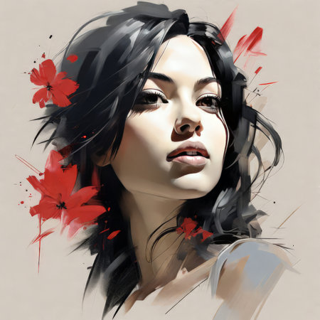 beautiful woman in red dressの素材