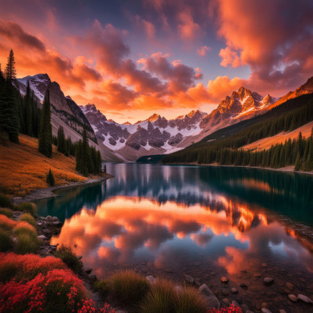 sunset over the mountains.の素材