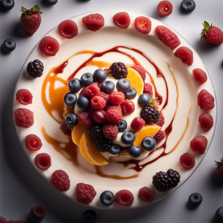 delicious dessert with berries andの素材