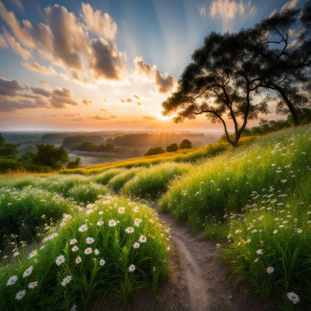 beautiful sunset in the mountainsの素材