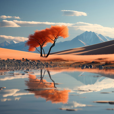 beautiful view of the lake in desertの素材