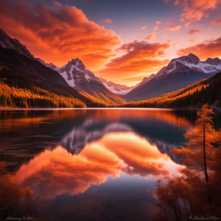 beautiful lake in the mountainsの素材