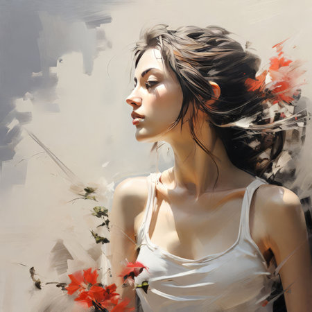 beautiful young woman in a white dressの素材